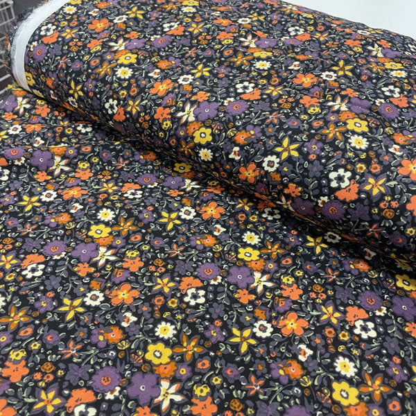Deadstock Ditsy Autumn Floral Cotton Viscose Dress Fabric