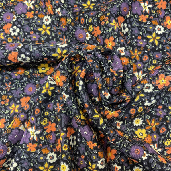 Deadstock Ditsy Autumn Floral Cotton Viscose Dress Fabric