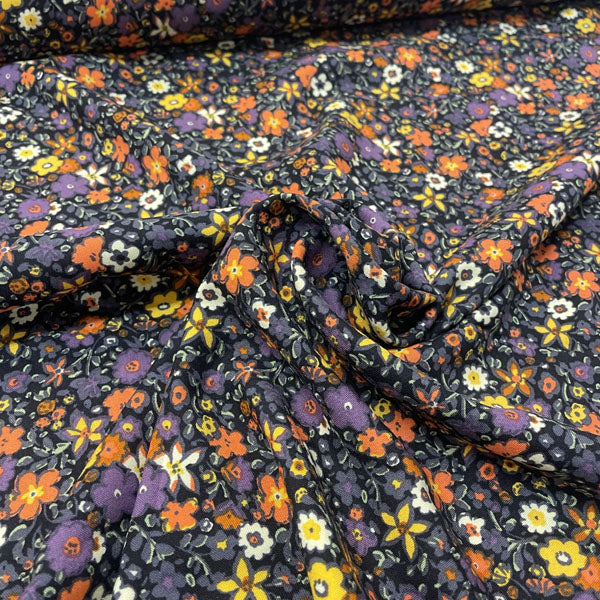 Deadstock Ditsy Autumn Floral Cotton Viscose Dress Fabric