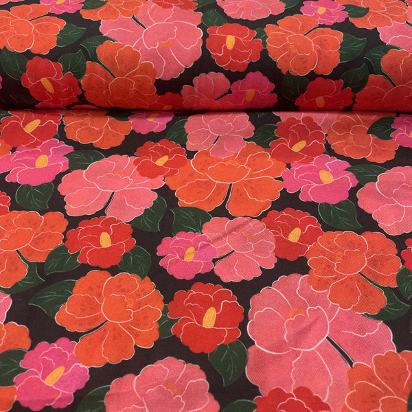 Deadstock Large Red & Pink Floral Cotton Fabric
