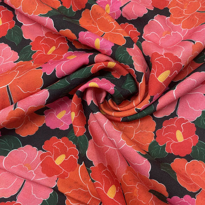 Deadstock Large Red & Pink Floral Cotton Fabric