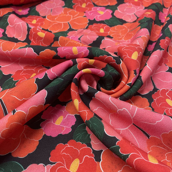 Deadstock Large Red & Pink Floral Cotton Fabric