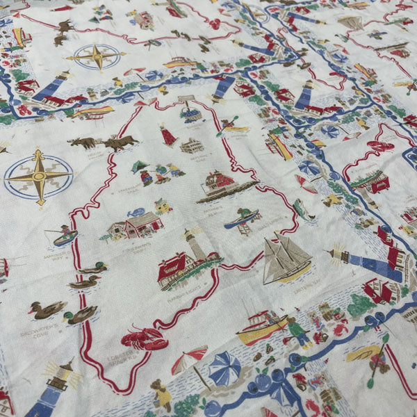 Deadstock Adventure Map Print Cotton Fabric