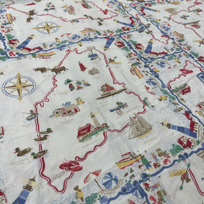 Deadstock Adventure Map Print Cotton Fabric