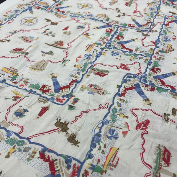 Deadstock Adventure Map Print Cotton Fabric