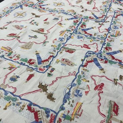 Deadstock Adventure Map Print Cotton Fabric