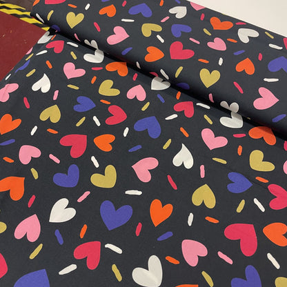Deadstock Hearts & Sprinkles Multicolour Cotton Poplin Fabric