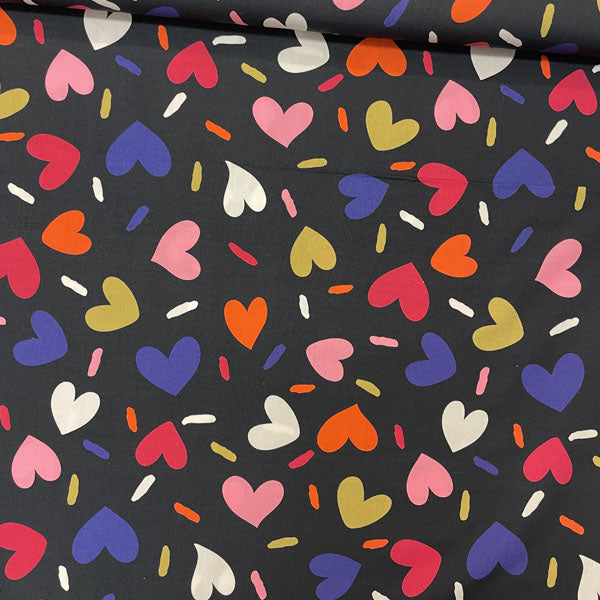 Deadstock Hearts & Sprinkles Multicolour Cotton Poplin Fabric