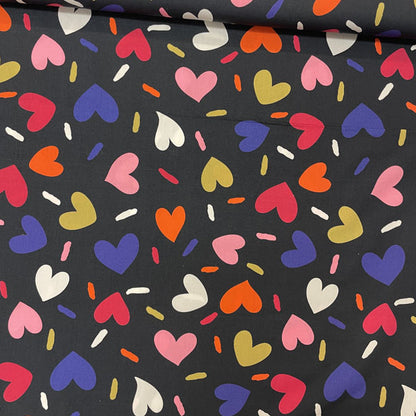 Deadstock Hearts & Sprinkles Multicolour Cotton Poplin Fabric