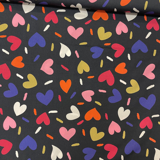 Deadstock Hearts & Sprinkles Multicolour Cotton Poplin Fabric