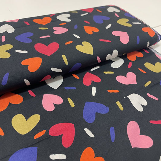 Deadstock Hearts & Sprinkles Multicolour Cotton Poplin Fabric