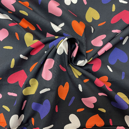 Deadstock Hearts & Sprinkles Multicolour Cotton Poplin Fabric