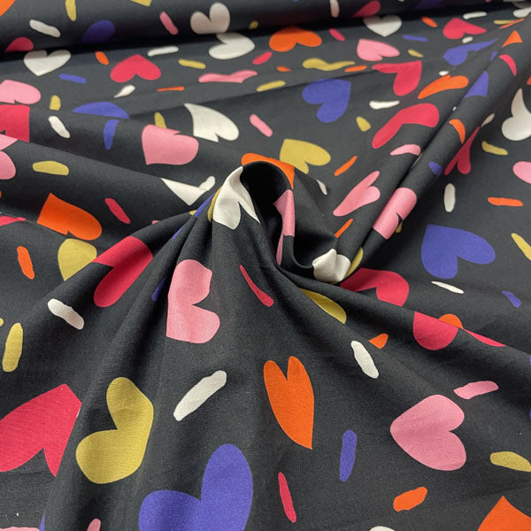 Deadstock Hearts & Sprinkles Multicolour Cotton Poplin Fabric