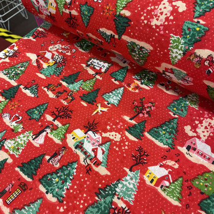 Deadstock Cath Kidston Love Joy Christmas Print 100% Cotton Brushed Fabric