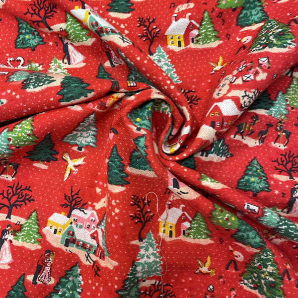 Deadstock Cath Kidston Love Joy Christmas Print 100% Cotton Brushed Fabric