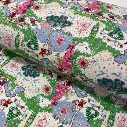 Deadstock Cath Kidston Christmas Sky Print 100% Cotton Brushed Fabric