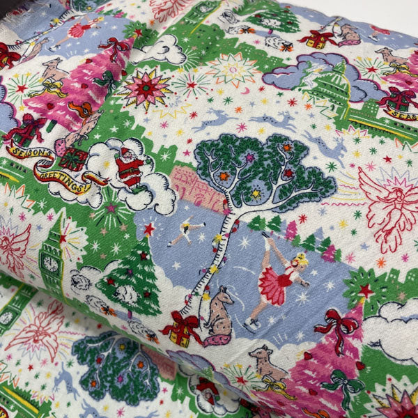 Deadstock Cath Kidston Christmas Sky Print 100% Cotton Brushed Fabric