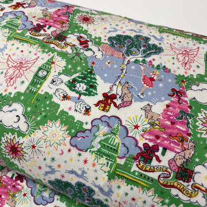 Deadstock Cath Kidston Christmas Sky Print 100% Cotton Brushed Fabric
