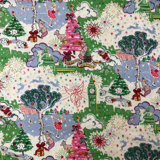 Deadstock Cath Kidston Christmas Sky Print 100% Cotton Brushed Fabric
