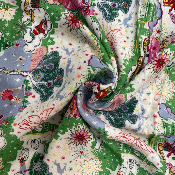 Deadstock Cath Kidston Christmas Sky Print 100% Cotton Brushed Fabric