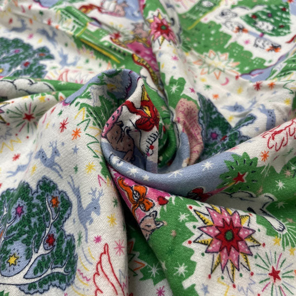 Deadstock Cath Kidston Christmas Sky Print 100% Cotton Brushed Fabric