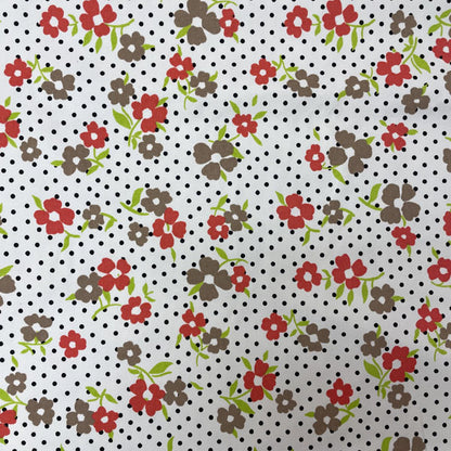 Deadstock Floral Polka Dot Cotton Twill Fabric