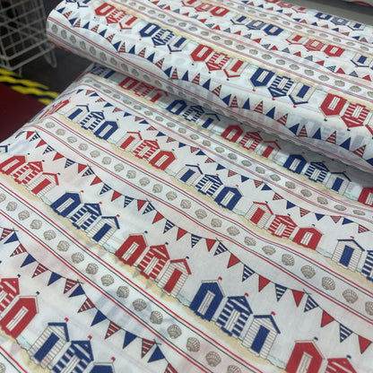 Beach Hut Printed Craft Polycotton