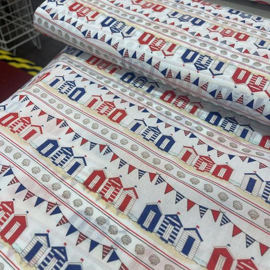 Beach Hut Printed Craft Polycotton