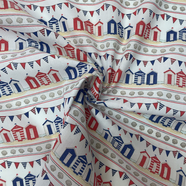 Beach Hut Printed Craft Polycotton