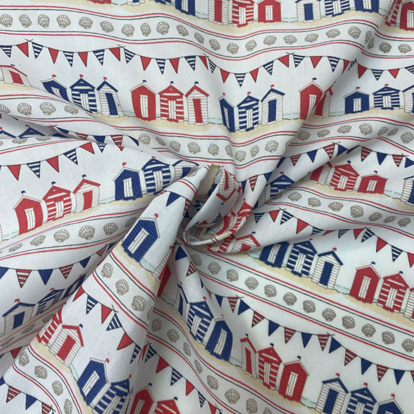 Beach Hut Printed Craft Polycotton