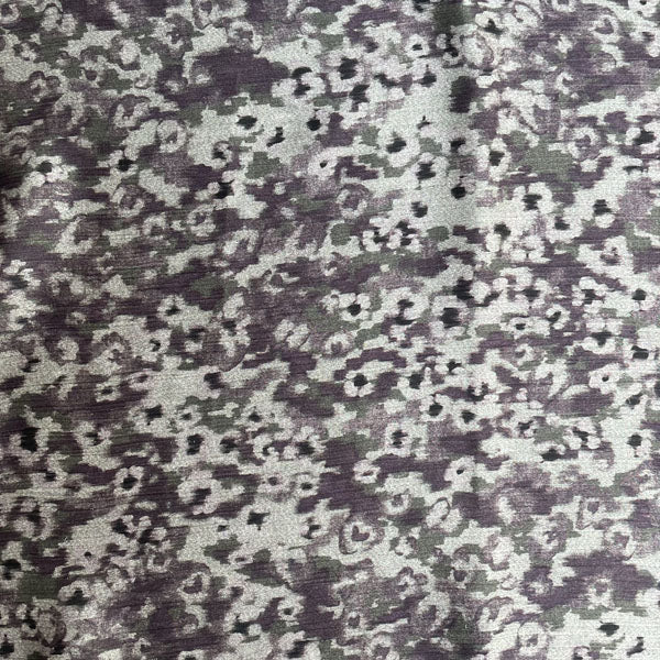 Deadstock Abstract Floral Moss Green & Purple Crinkle Luxe Fabric