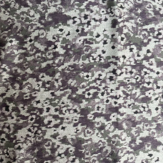 Deadstock Abstract Floral Moss Green & Purple Crinkle Luxe Fabric