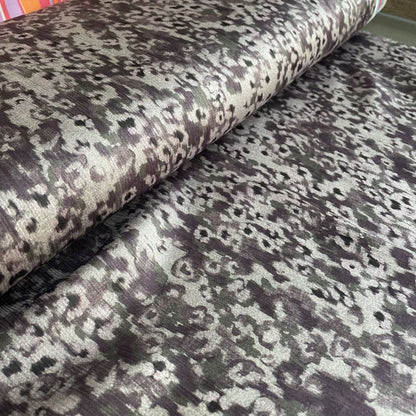 Deadstock Abstract Floral Moss Green & Purple Crinkle Luxe Fabric