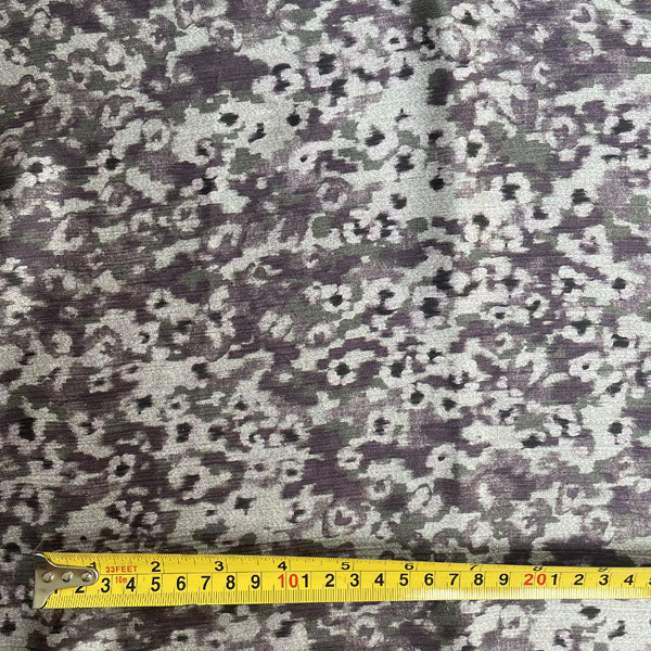 Deadstock Abstract Floral Moss Green & Purple Crinkle Luxe Fabric