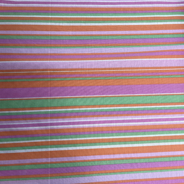 Deadstock Pink, Green & Orange Striped Eco Viscose Fabric