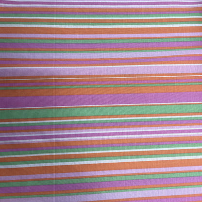 Deadstock Pink, Green & Orange Striped Eco Viscose Fabric