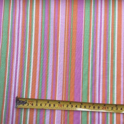 Deadstock Pink, Green & Orange Striped Eco Viscose Fabric