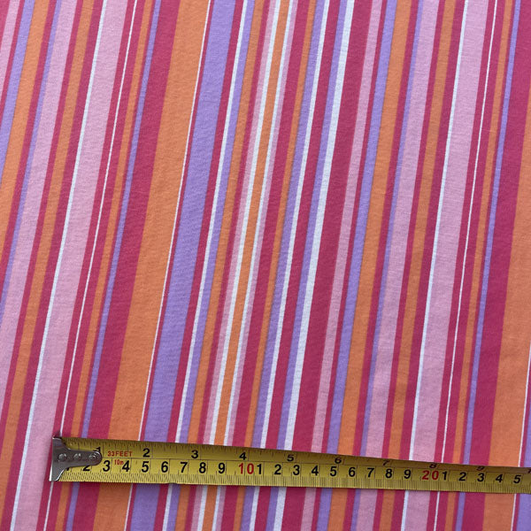 Deadstock Pink, Purple & Orange Striped Eco Viscose Fabric