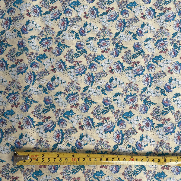 Deadstock Cream Vintage Floral 100% Cotton Fabric