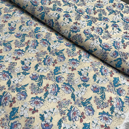 Deadstock Cream Vintage Floral 100% Cotton Fabric