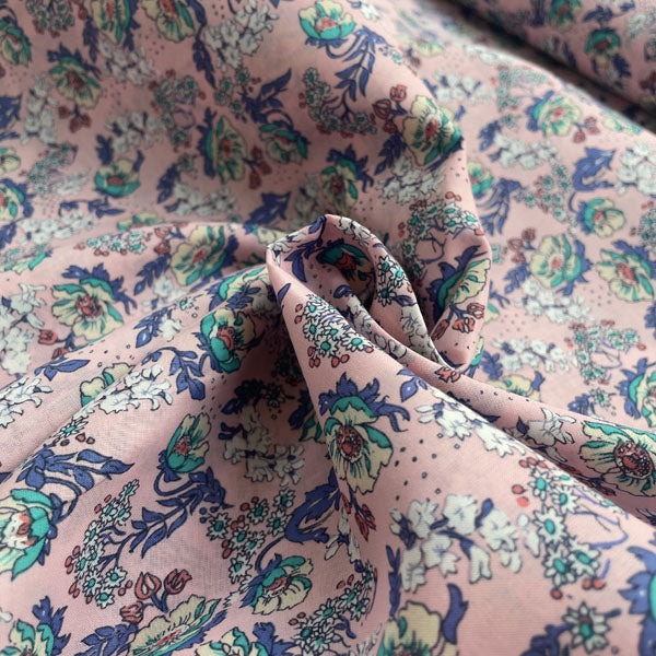 Deadstock Pink Vintage Floral 100% Cotton Fabric