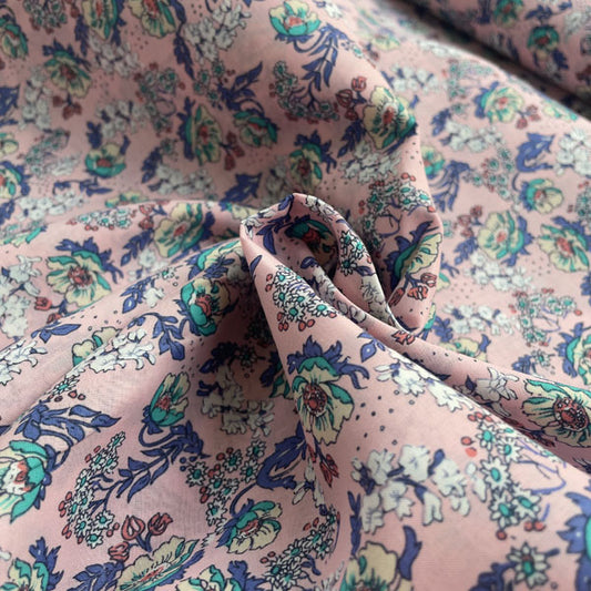 Deadstock Pink Vintage Floral 100% Cotton Fabric