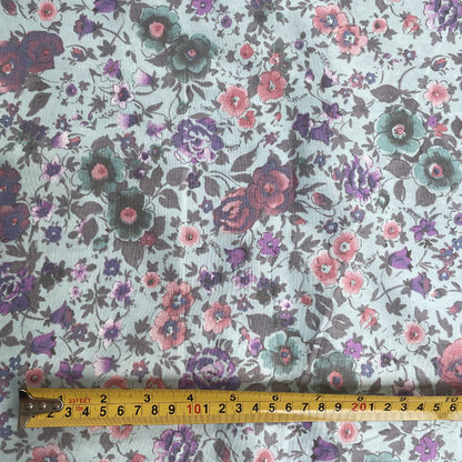 Deadstock Purple & Pink Floral Sky Blue 100% Cotton Fabric