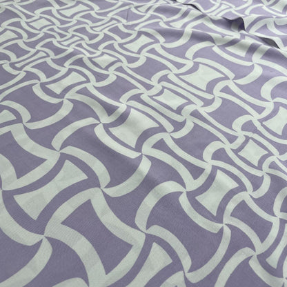 Deadstock Lilac & White Geometric Soft Viscose Fabric