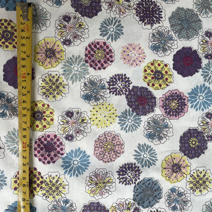 Deadstock Groovy Line Drawn Floral 100% Cotton Fabric