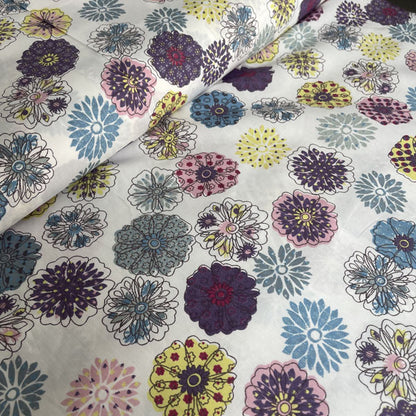 Deadstock Groovy Line Drawn Floral 100% Cotton Fabric