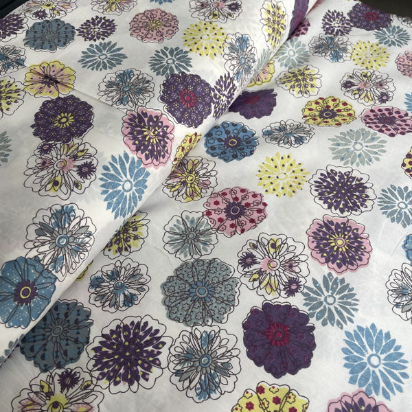 Deadstock Groovy Line Drawn Floral 100% Cotton Fabric