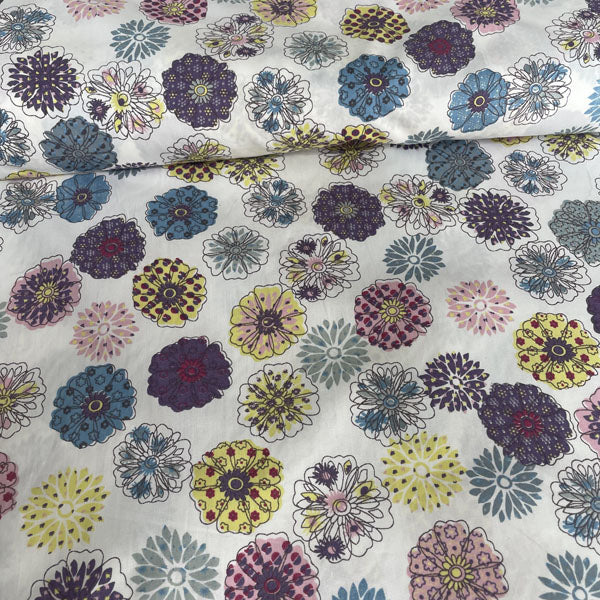 Deadstock Groovy Line Drawn Floral 100% Cotton Fabric