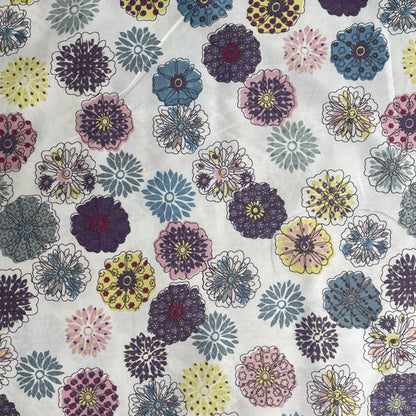 Deadstock Groovy Line Drawn Floral 100% Cotton Fabric