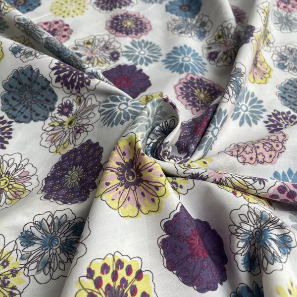 Deadstock Groovy Line Drawn Floral 100% Cotton Fabric